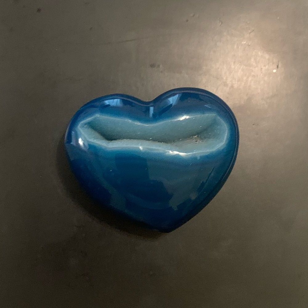 Blue agate polished heart - Picture 1 of 2